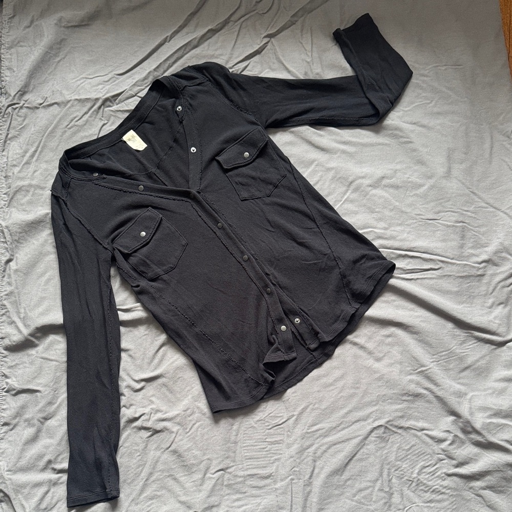 We The Free Charcoal Button-Up Top